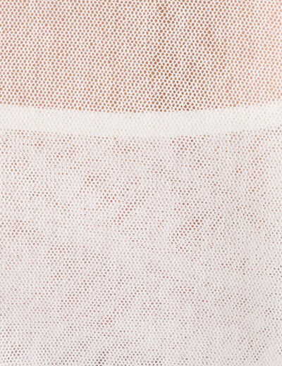 Top transparent col rond manches longues ecru femme