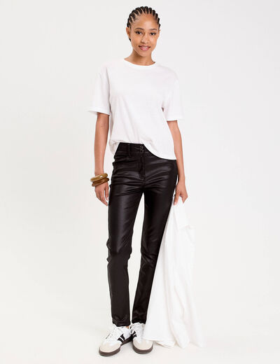 Pantalon enduit slim push-up denim noir enduit femme
