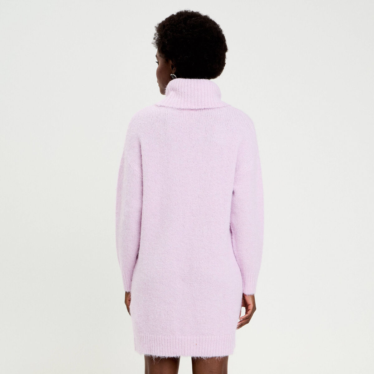 Robe pull col roul&eacute; parme femme