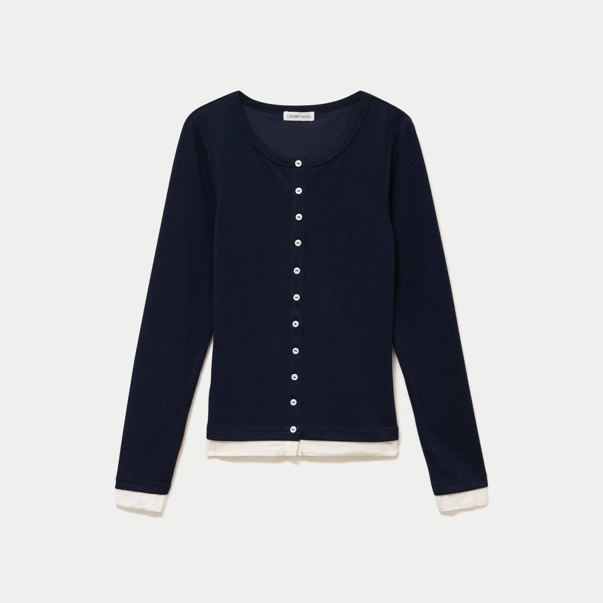 Doudou col rond manches longues bleu marine femme