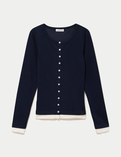Doudou col rond manches longues bleu marine femme