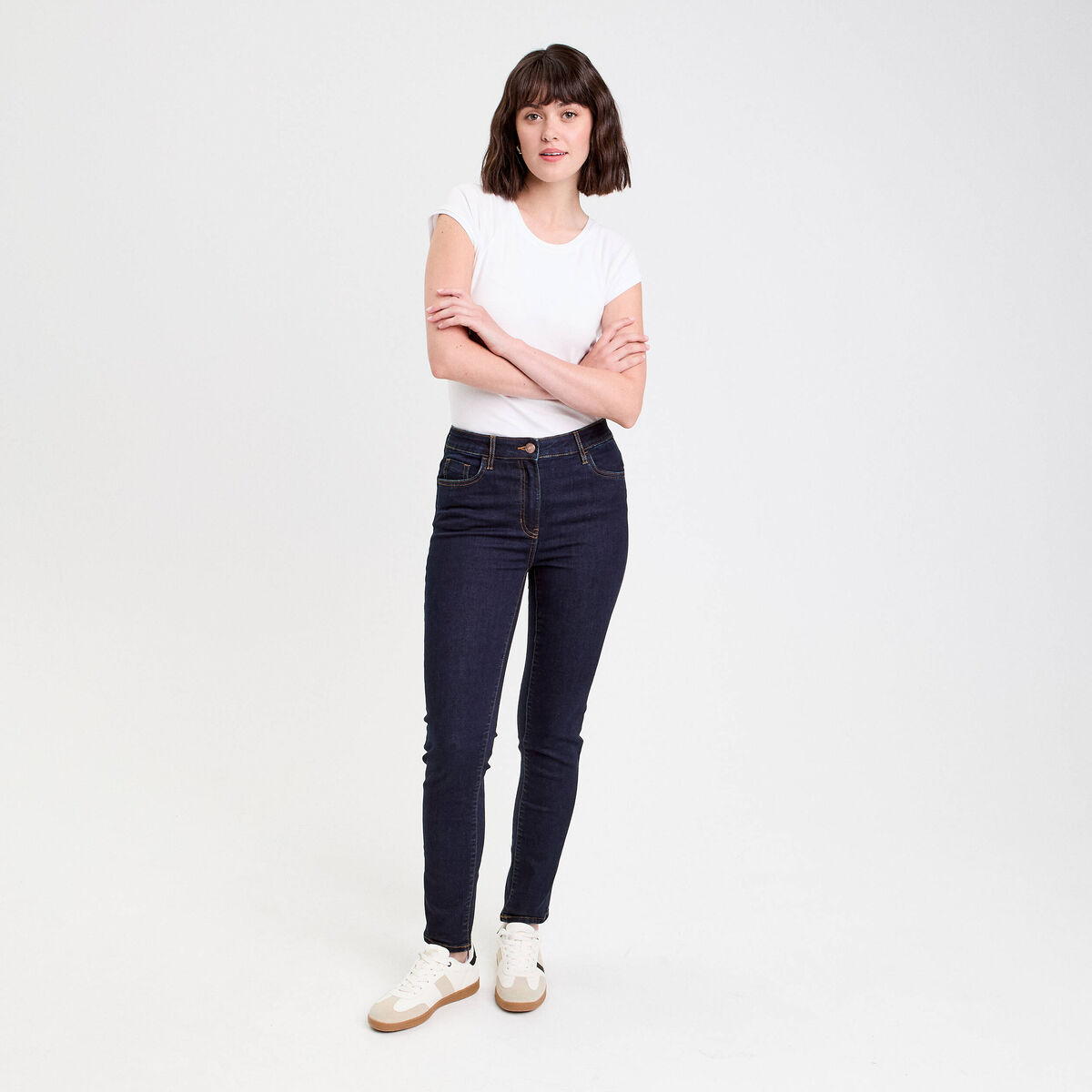 Jeans slim 5 poches denim brut femme
