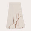 Jupe longue trap&egrave;ze volants beige femme