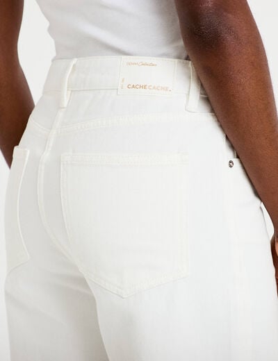 Jean bootcut cropped taille haute ecru femme
