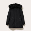 Parka &agrave; capuche fausse fourrure noir femme