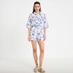 Short pliss&eacute; blanc femme