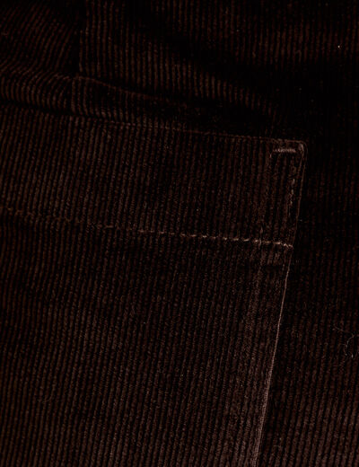 Pantalon bootcut taille haute velours marron fonc&eacute; femme