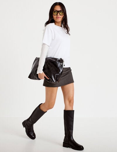 Jupe avec ceinture amovible gris femme