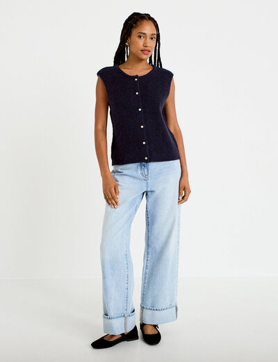 Gilet sans manches bleu marine femme