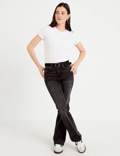 Jean bootcut avec ceinture amovible denim noir femme