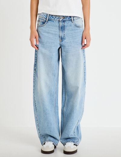 Jean coupe large denim triple stone femme