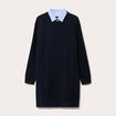 Robe pull col 2-en-1 bleu marine femme