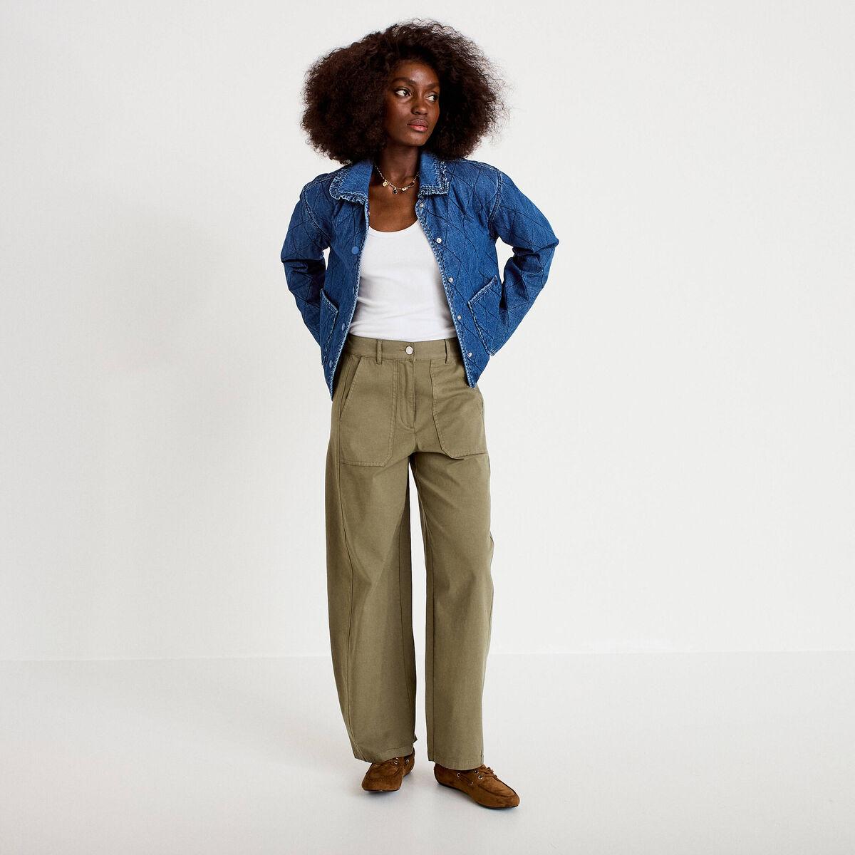 Pantalon vert kaki femme