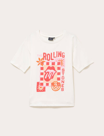 T-shirt col rond manches courtes ecru femme