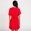 Robe courte &eacute;vas&eacute;e col v manches courtes rouge femme