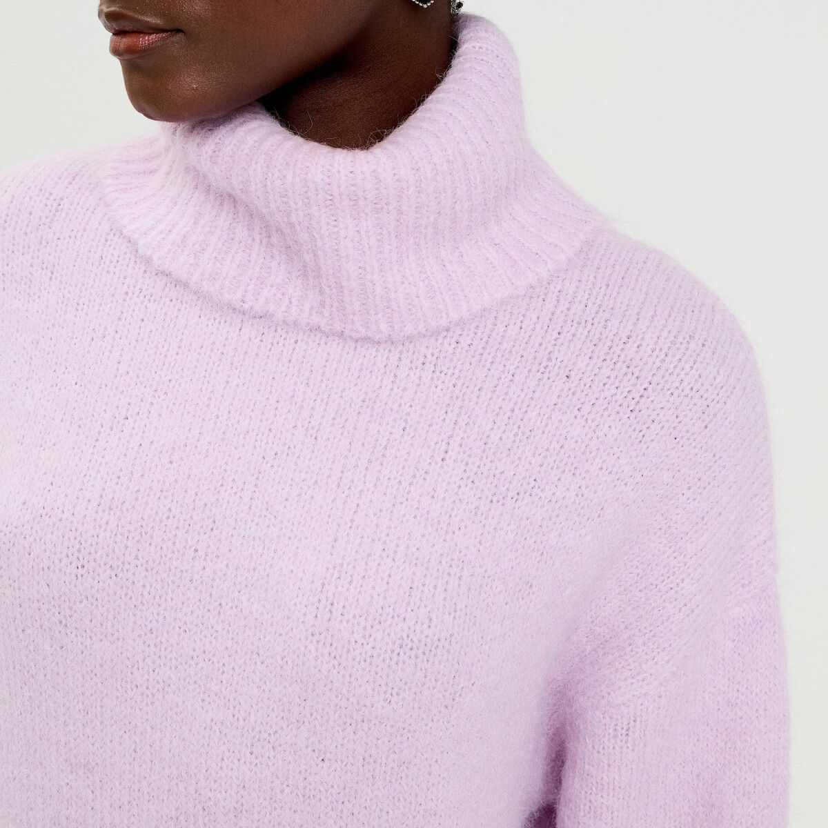 Robe pull col roul&eacute; parme femme