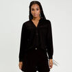 Blouse maille relief&eacute;e noir femme