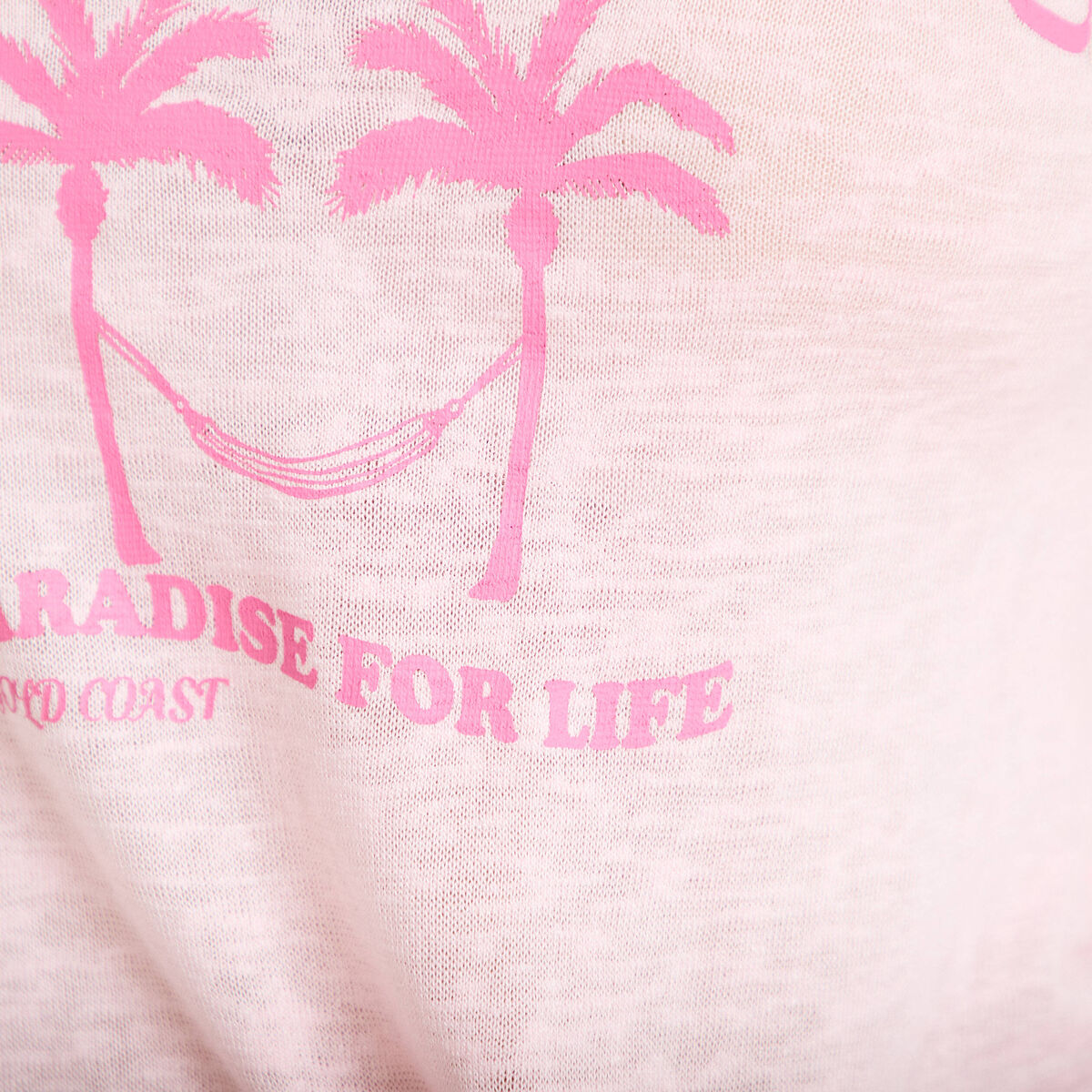 T-shirt droit cropped manches courtes rose clair femme