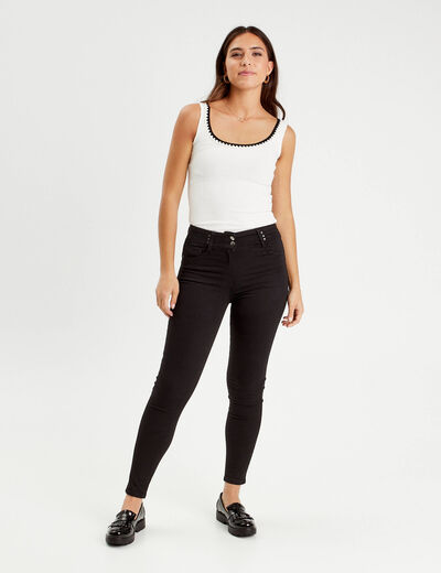 Jeans skinny push-up taille haute denim noir femme