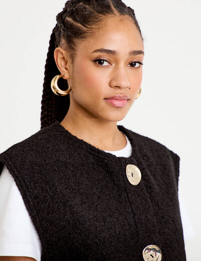 Gilet sans manches effet polaire noir femme