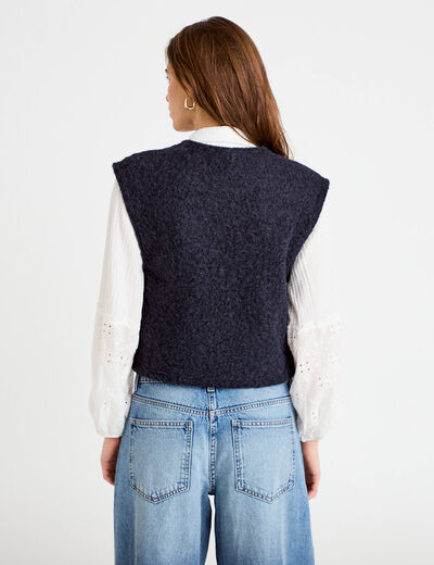 Gilet sans manches effet polaire bleu marine femme
