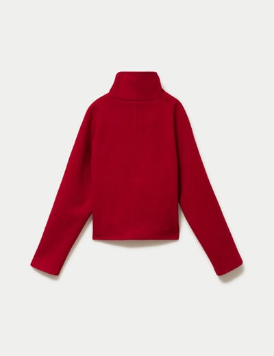Caban court col montant rouge femme