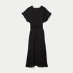 Robe longue &eacute;vas&eacute;e col v satin&eacute;e noir femme