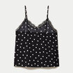 Top fines bretelles col v dentelle noir femme