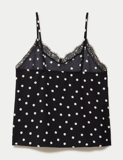 Top fines bretelles col v dentelle noir femme