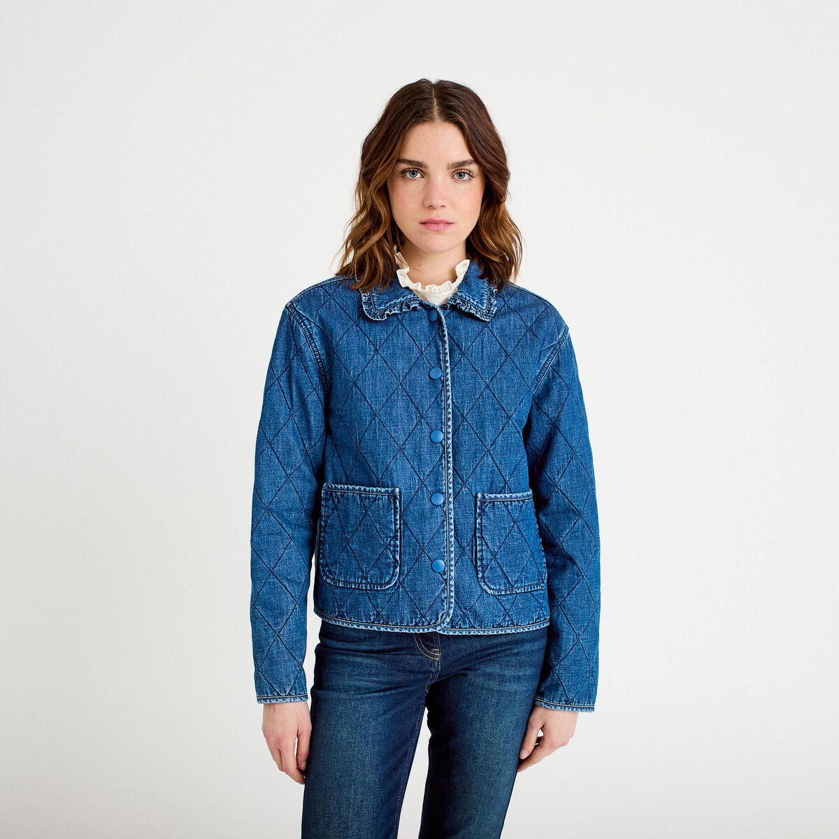 Veste en jean manches longues denim stone femme