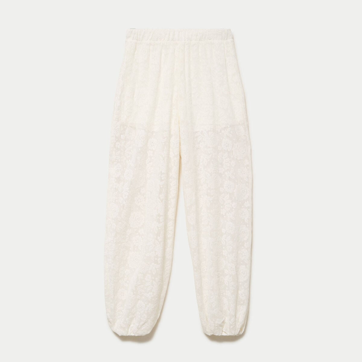 Pantalon bouffant taille standard ecru femme