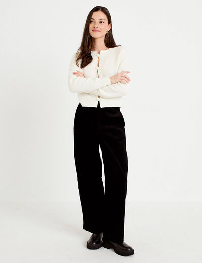 Pantalon chino en velours noir femme