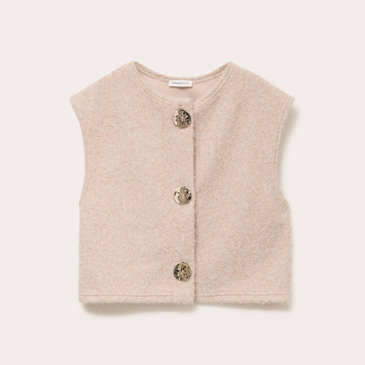 Gilet sans manches effet polaire ecru femme