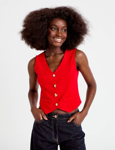 Gilet sans manches rouge femme