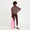 T-shirt col rond manches courtes violet femme