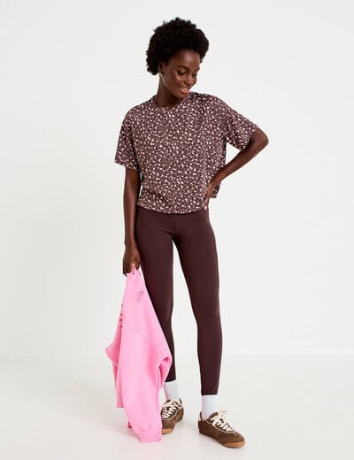 T-shirt col rond manches courtes violet femme