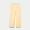 Pantalon large fluide taille &eacute;lastiqu&eacute;e jaune pastel femme