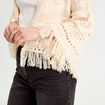 Gilet ajour&eacute; avec franges ecru femme