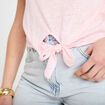 T-shirt droit cropped manches courtes rose clair femme