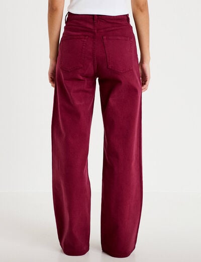 Jean wide leg taille haute bordeaux femme