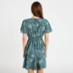 Robe courte &eacute;vas&eacute;e col v manches courtes bleu femme
