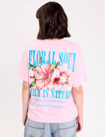 Top oversize manches courtes longues rose poudr&eacute;e femme