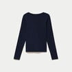 Top ajust&eacute; col v manches longues bleu marine femme