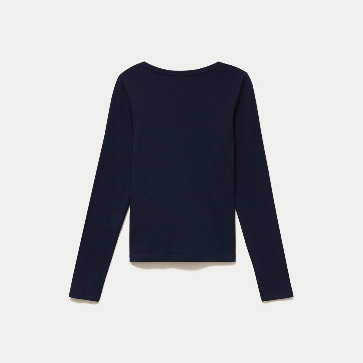 Top ajust&eacute; col v manches longues bleu marine femme