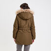 Parka &agrave; capuche fausse fourrure vert kaki femme