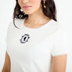 T-shirt col rond brod&eacute; Bridgerton ecru femme