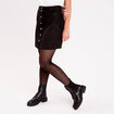 Jupe trap&egrave;ze courte aspect daim noir femme