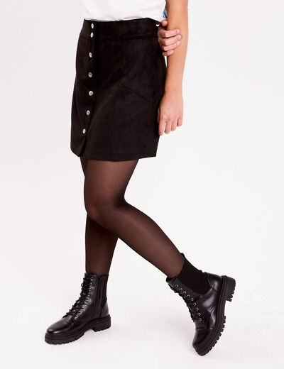 Jupe trap&egrave;ze courte aspect daim noir femme