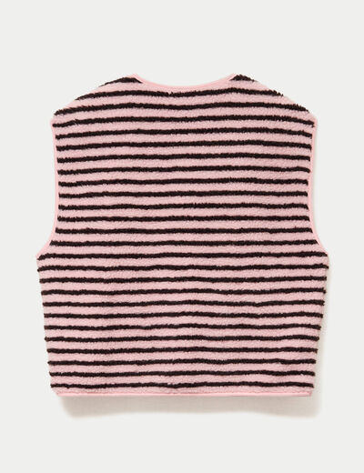 Gilet sans manches effet bouclette rose clair femme