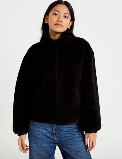 Veste r&eacute;versible effet polaire noir femme